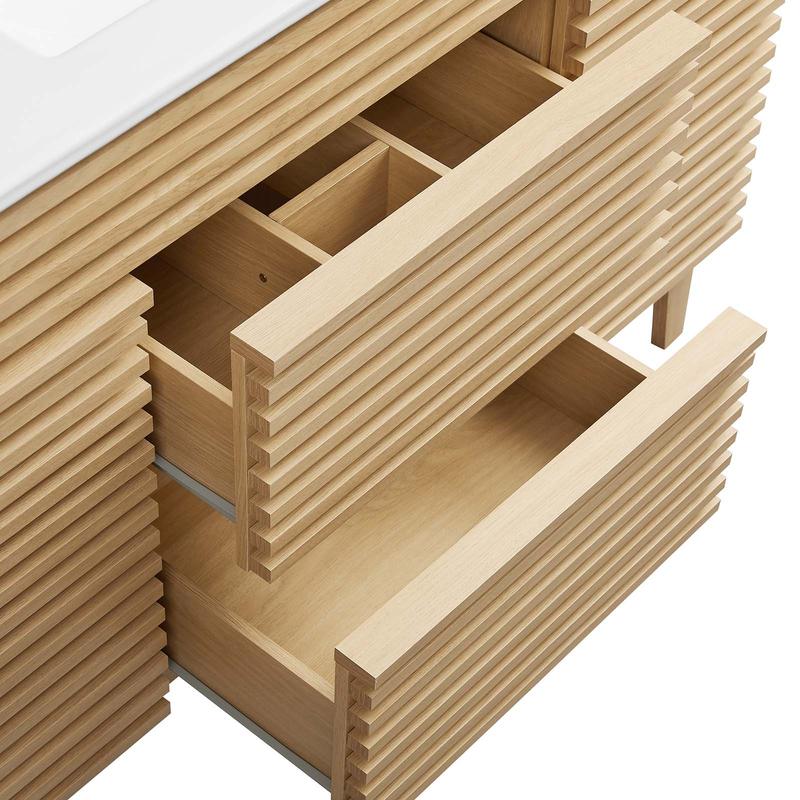 Modway Render 48" Single Sink Bathroom Vanity in Oak White