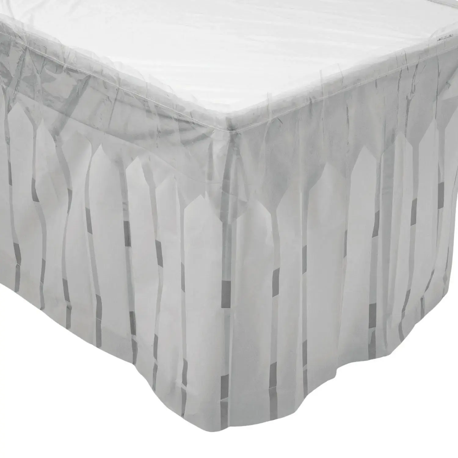 Disposable Plastic Picket Fence Table Skirt, 14 ft x 29 in White 1-Piece Rectangle for Pastoral-Themes Rustic Event Decor (Home & Festive Party Supplies)