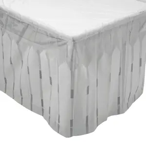 14 ft. x 29" White Picket Fence Disposable Plastic Table Skirt