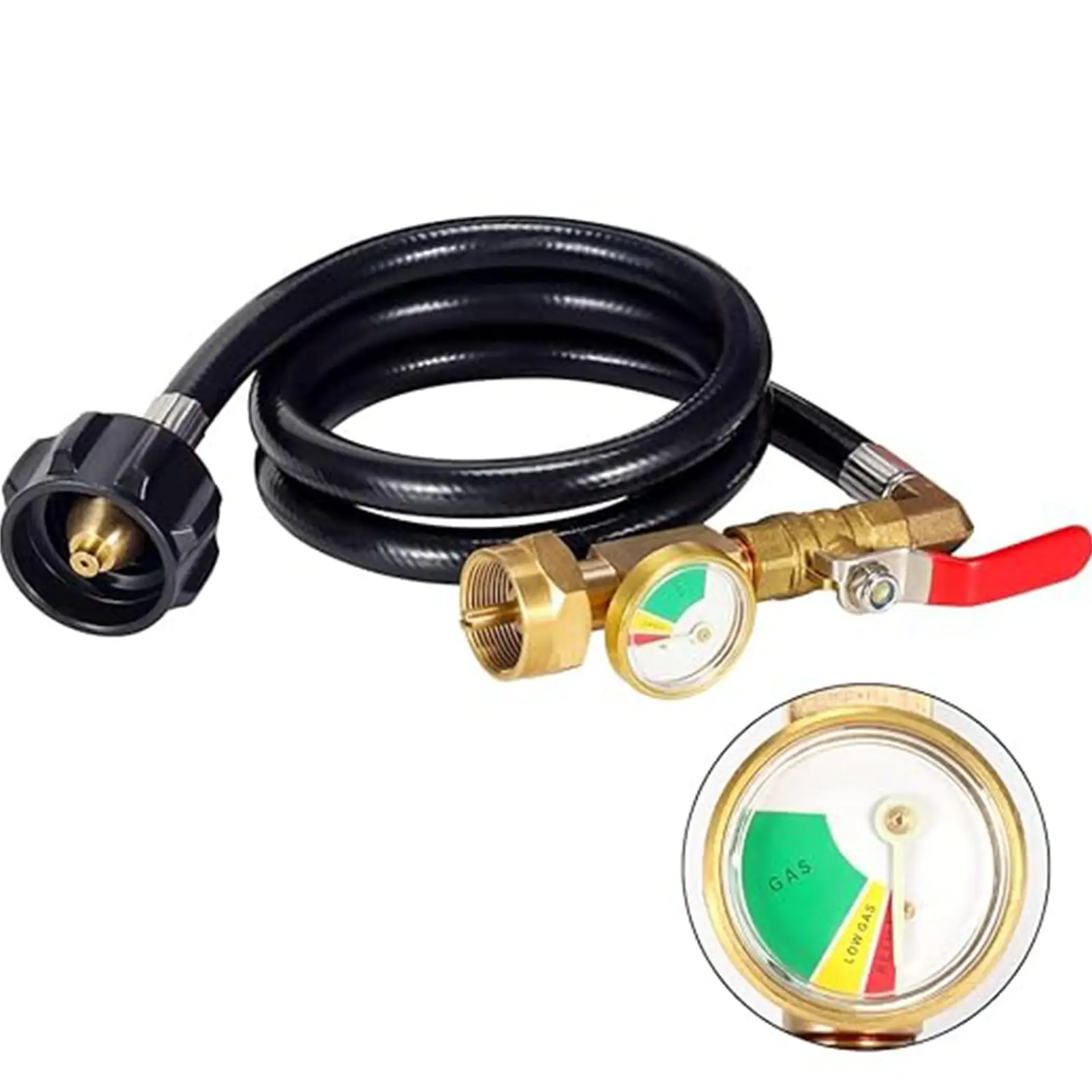 36 Inch Propane Gas Tank Adapter with Pressure Gauge, High Pressure Camping Bbq Grill Adapter, Easy To Use, Gas Tank Adapter Connector with Switch Con