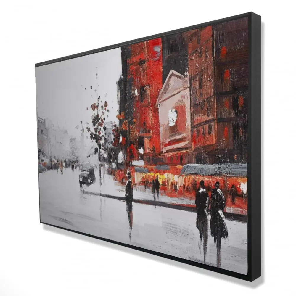 360 Stand Framed Print - 24x36 in. Artistic Classic Street Scene Photo with Vibrant Storefronts, Art Wall Decoration for Home Room Supplies