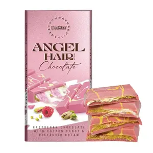 Authentic Dubai-Style Angel Hair Raspberry Chocolate Bar | 6 oz of Luxurious Middle Eastern Indulgence | Premium Raspberry Chocolate, Cotton Candy & Pistachio Cream – Imported from Turkey