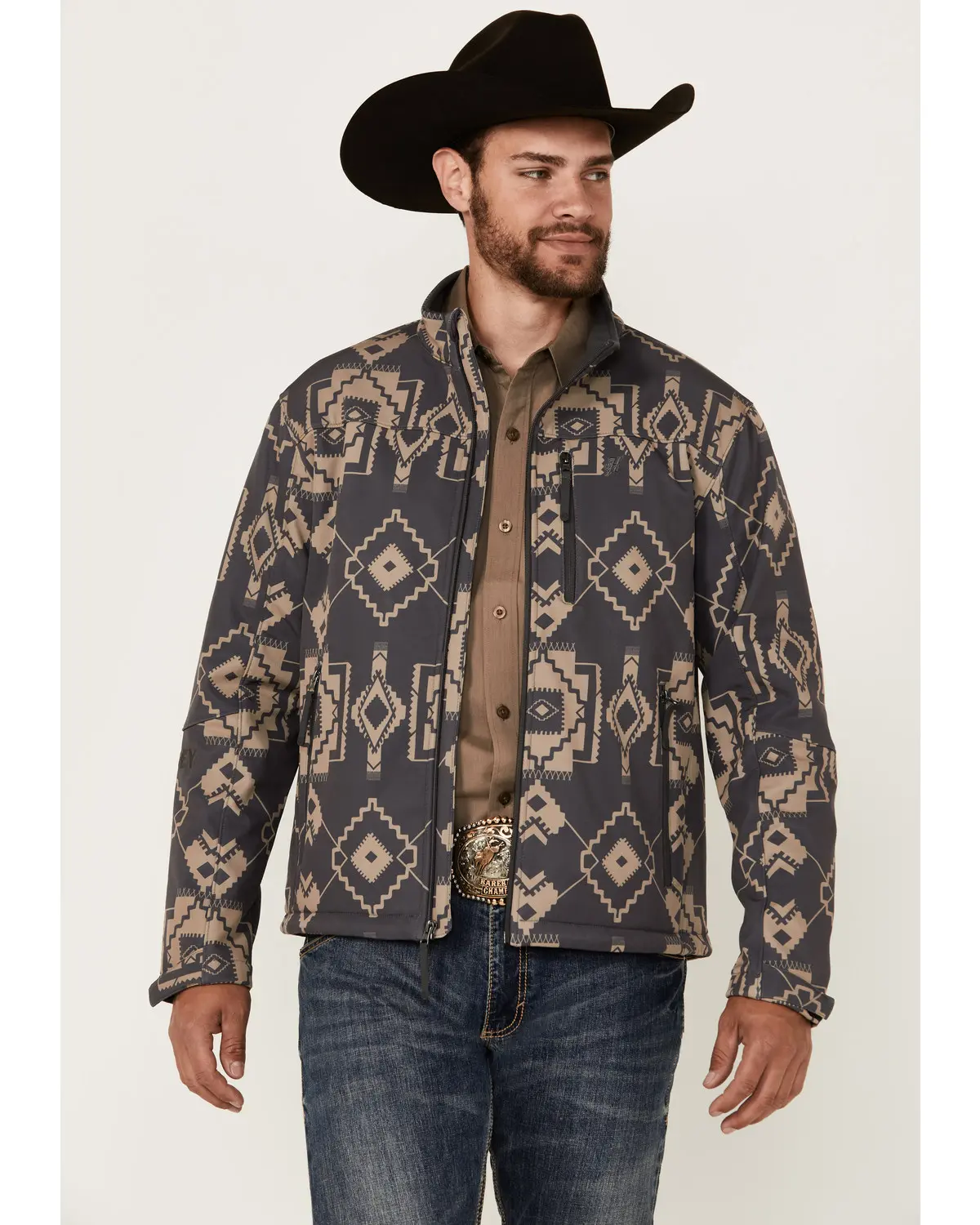 Hooey Men's Men'S Southwestern Print Softshell Jacket - Hj129chtn