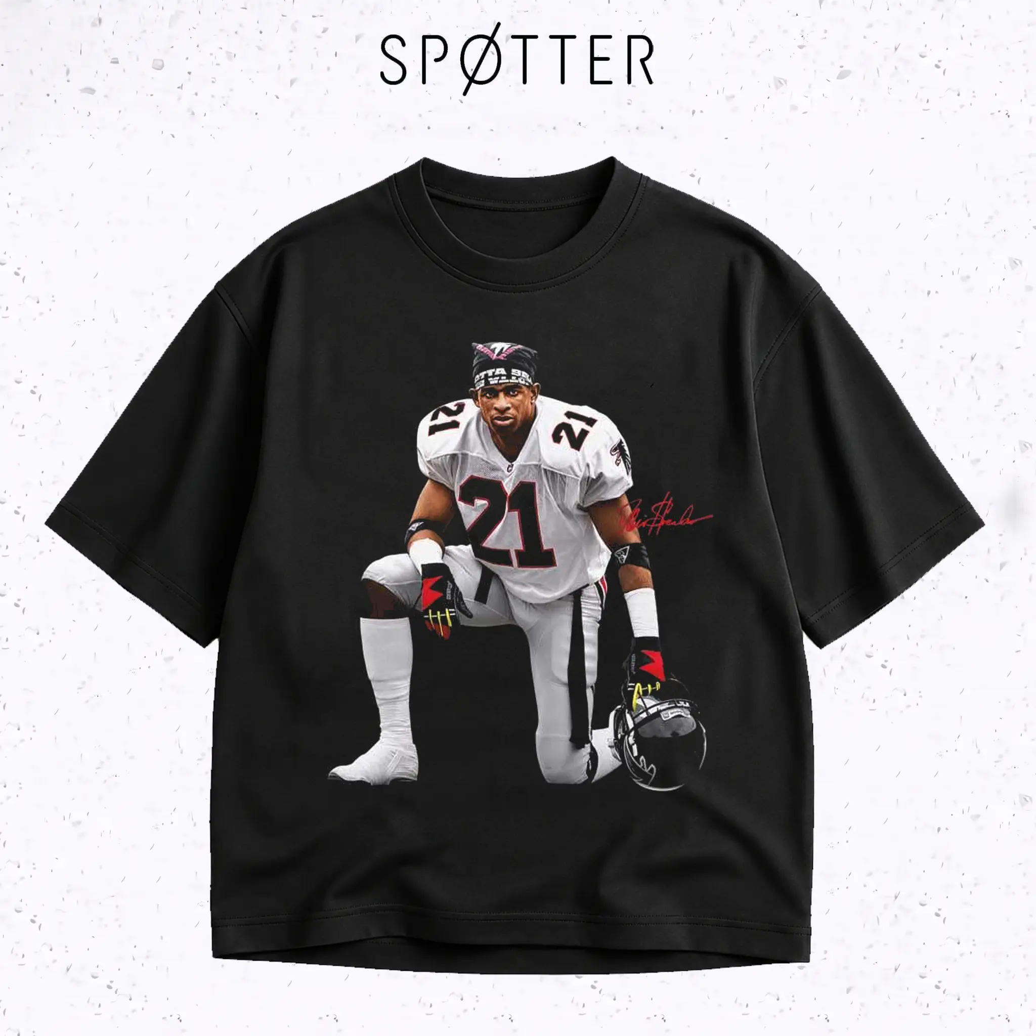 Deion Sanders Atlanta Falcons T-Shirt, Sanders #21 NFL Graphic Tee, Football Shirt, Gift for Football Fans, Sports Apparel Cotton Tee, NFL Merch, Vintage Casual Style Gift