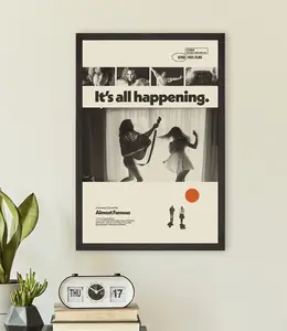 ALMOST FAMOUS, Cameron Crowe Inspired Poster, Art Print - Black And White, Red-orange, Mid-Century Modern, Music Poster No Frame 