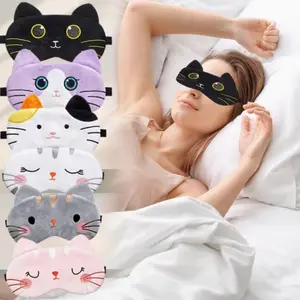 6pcs Cute Cat Eye Mask for Sleeping - Soft Lightweight Sleep Mask with Elastic Band, 6 Adorable Cartoon Kitty Designs, Travel & Night Use for Women & Men, Sleep Eye Mask