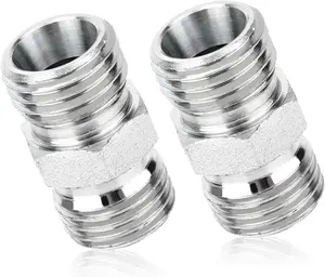2pcs M14 to M14 Carbon Steel Fittings Adapters, Hydraulic Hose Pipe Thread Coupler for Mini Excavator Compatible with AGT, FF Industries and More