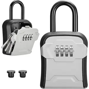 Lock Box, Wall Mount & Combination Lockbox with Resettable Code For House Keys, Apartment Spare Keys Storage (1 Pack, Gray)