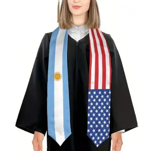 MixTwo Country Flag Style Graduation Stole Class of 2025 Sash, Custom Graduation Gift for Student , Mixed Flag Graduation Scarf