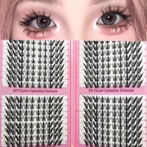 320 Clusters C-Curl Anime False Eyelashes, Curly Plump Lightweight Reusable, Daily Wear Commuting Makeup, 0.07mm Thickness, Doll Natural Fluffy Style, Eyelash Extension