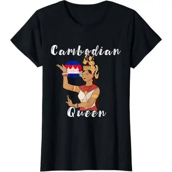 Cambodia Khmer Girl Dancing Cambodian Pride Flag Culture T-Shirt