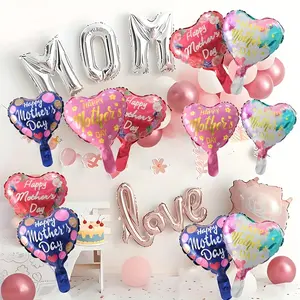 8pcs Random Color 10-Inch Mother'S Day Heart-Shaped Balloons | Film, Mixed Color, Ideal For Various Celebrations