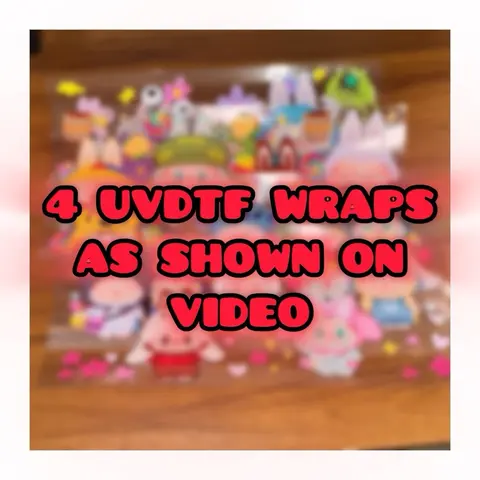 UVDTF Wraps - 4 Differently Designed Wraps Featuring Cute Characters in Assorted Colors