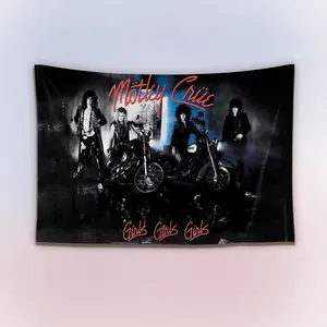 Vintage 90s Mötley Crüe Album Poster Tapestry, Retro Glam Metal Band Wall Hanging Decor, Classic Rock Music Art Banner, Bedroom Studio Wall Art, Gift for Fans