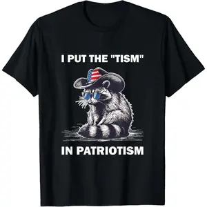 Cotton Graphic Tees Streetwear Gifts  I Put The Tism in Patriotism Funny T-Shirt