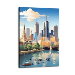 Vintage Melbourne Australia  Poster Decorative Painting Canvas Wall Art Picture Print Modern Family Bedroom Decor