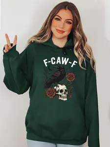 FCAWF Hoodie F-CAW-F Hoodie Halloween Crow Hoodie Raven Hoodie Offensive Hoodie Funny Bird Hoodie Black Crow Gifts Hoodie Raven Lover Gift