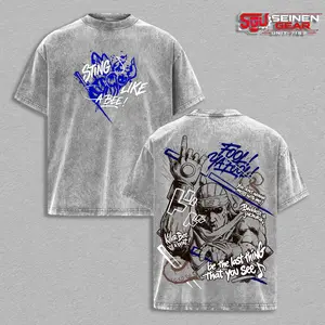 Killer Bee Sting Like A Bee Vintage Washed Anime Tee, Naruto Rap Shinobi Streetwear Shirt, Y2K Graphic T Shirt, Baddest Jinchuriki Summer Outfit, TikTok Viral Men’s Anime Clothing Gift