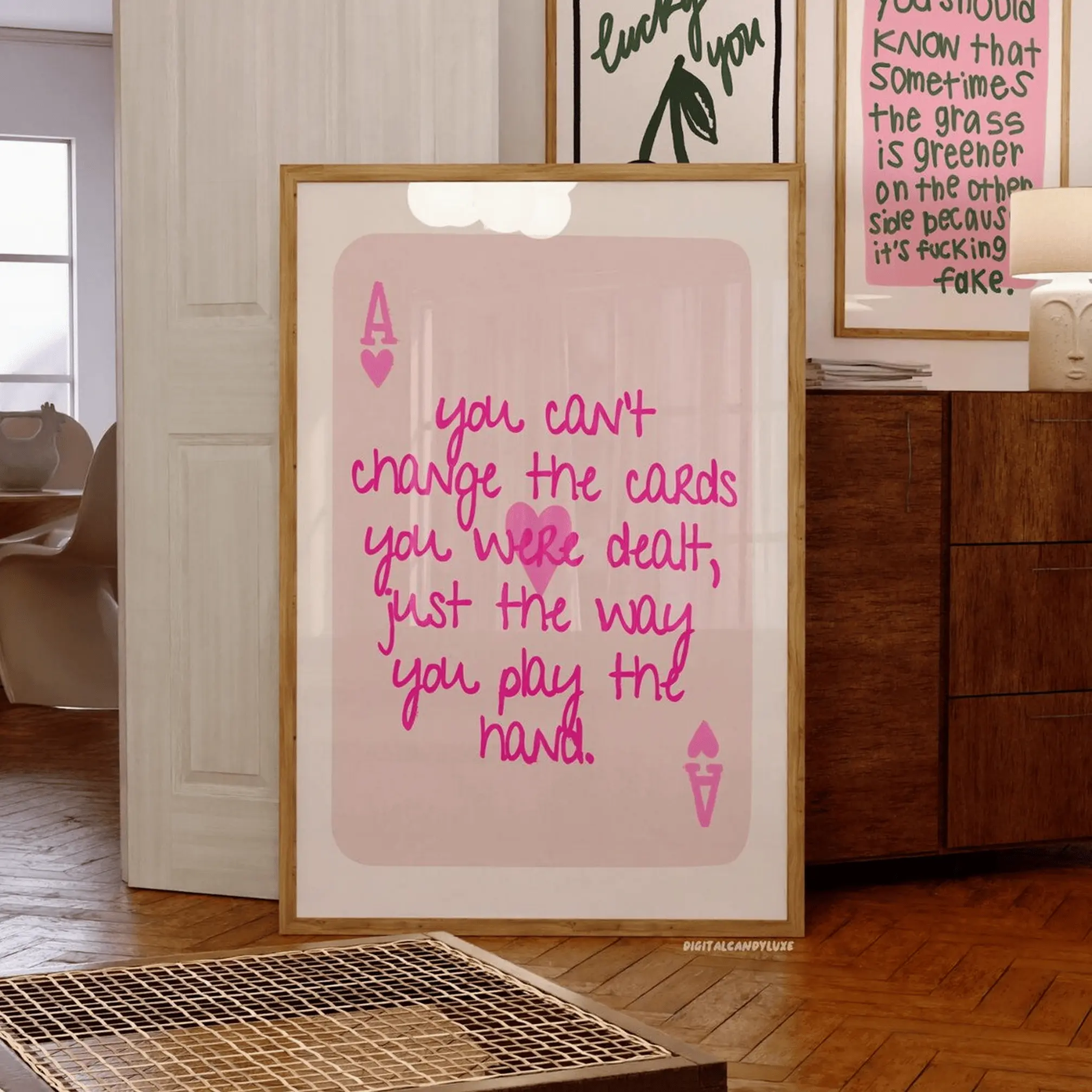 Pink Wall Art Prints Ace Card Poster Girly Wall Decor Dorm Apartment (Unframed) Aesthetic Prints And Posters Cards You Were Dealt Print