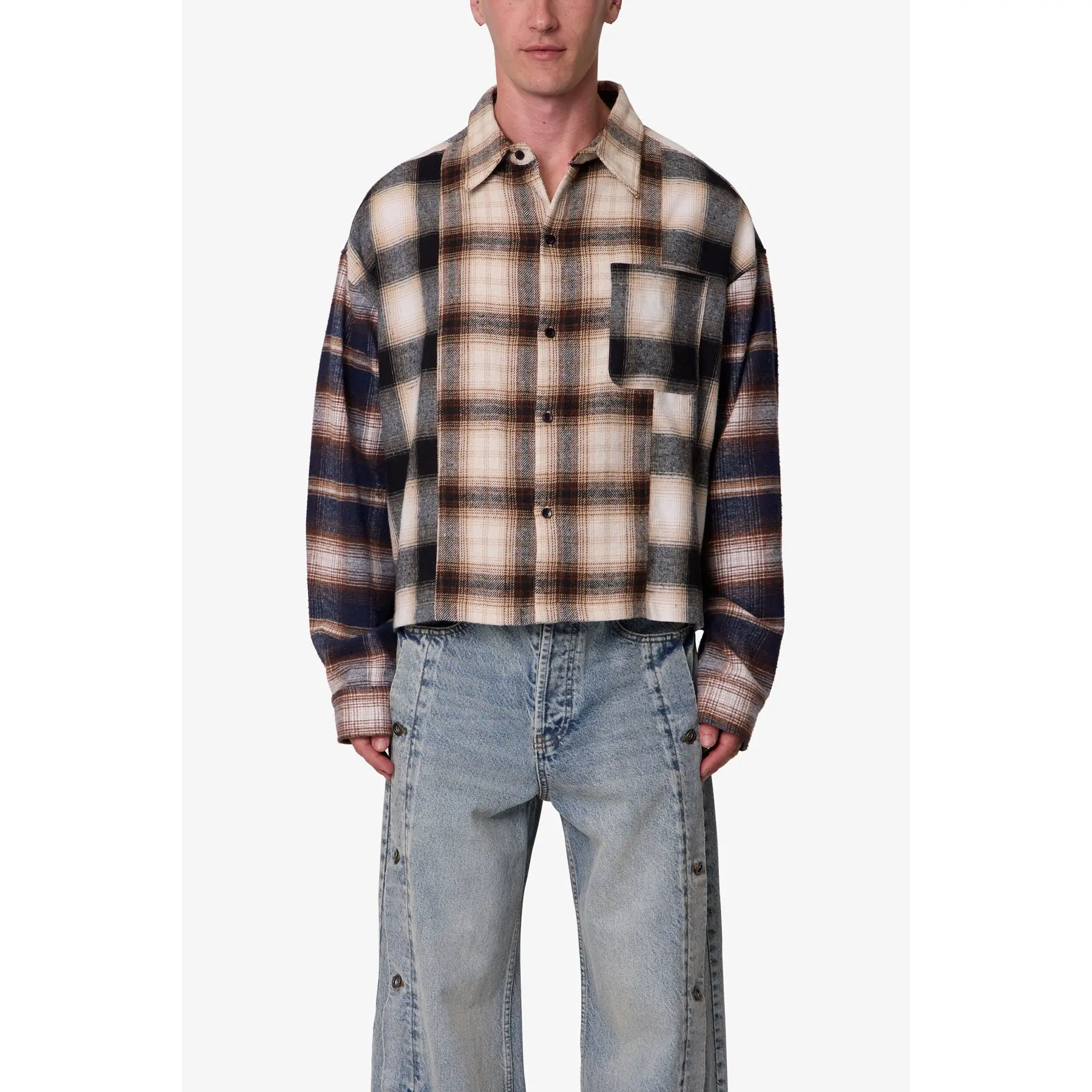 mnml Paneled Flannel Shirt - Multi
