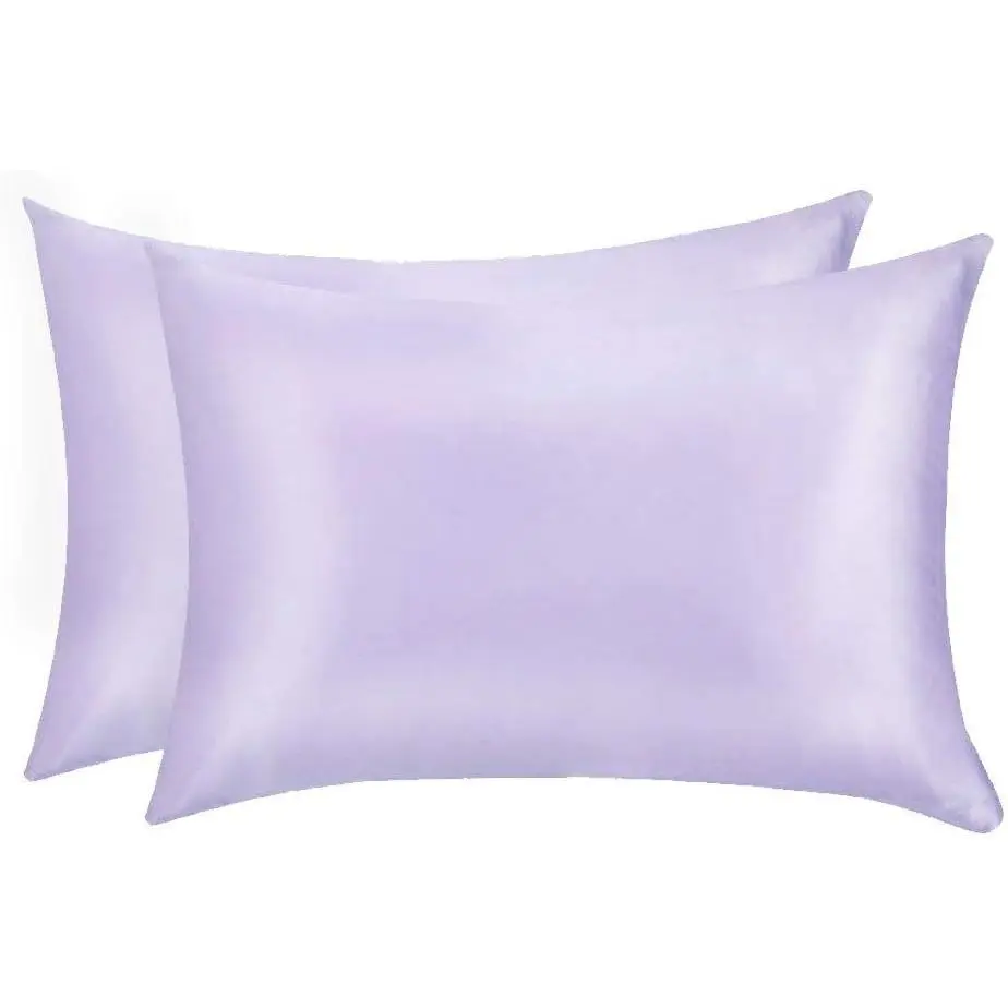 Mulberry Silk Pillowcases Set of 2 for Hair and  and Super Soft and Breathable  Size Nature Silk Pillowcases (, Light Purple)