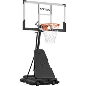 COFIYARD Portable Basketball Hoop, equipped with a 54-inch shatterproof backboard, with adjustable height (5.25 - 10 feet), stable base, suitable for home gym workouts.