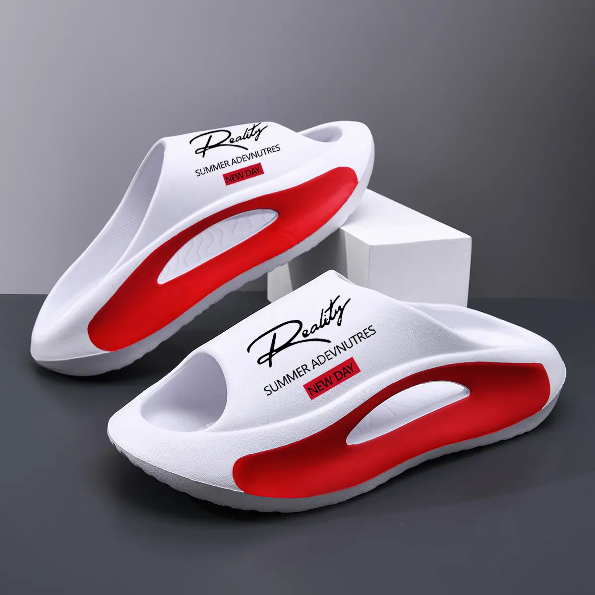 Fashion Summer Sandals for Adults – Lightweight EVA Construction with Ventilation Grooves, Perfect TikTok Trending Slides for Daily Comfort