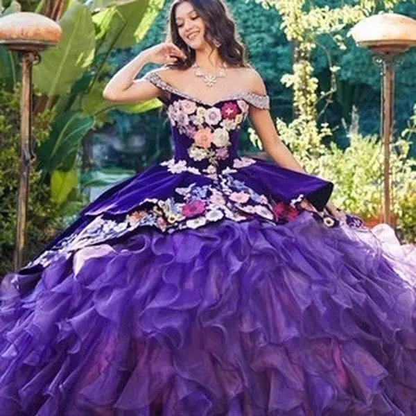 Purple quince flower dress