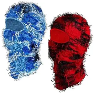 2 Pcs Distressed Ski Mask Knitted Balaclava Distressed Windproof Shiesty Full Face Mask Cold Weather for Men and Women