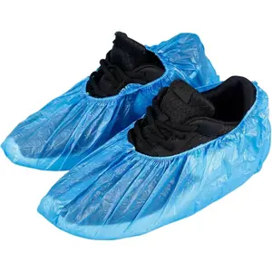 100 Pack Shoe Covers Disposable Non Slip, Premium Waterproof and Recyclable Shoe Booties Covers for Indoors, Fits Up To 9 US Men and 11 US Women Size, 50 Pairs Elastic Caps Plastic Shoe Covers Blue Silicone Sports Insoles with Massage ultra comfort