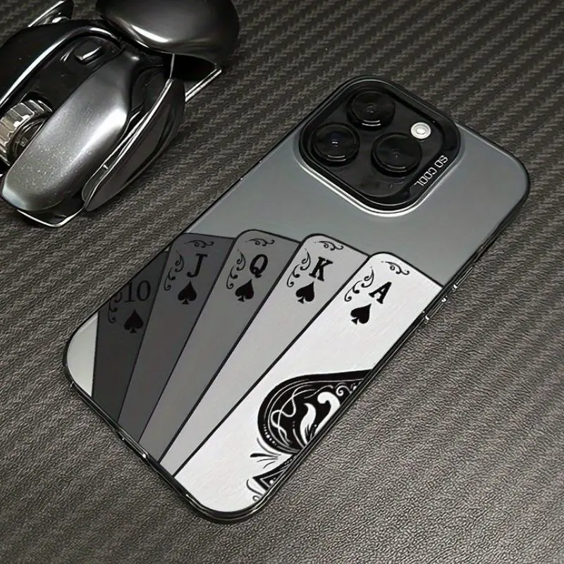 Matte Silicone Smartphone Case for iPhone (17 Pro Max/16 Plus/15/14/13/12/11/Xr/Air E) - 1.2mm Shockproof, Scratch Resistant Protection, Non-Slip, Slim Snug Fit Durable Mobile Phone Accessory with Stylish Playing Cards Design