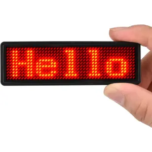 LED Name Tag, Rechargeable   LED Name Badge Reuseable Price Tag 44x11 Pixels Digital Sign Temperature Display for Restaurant Shop Exhibition Nightclub Hotel