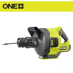 Ryobi ONE+ 18V Cordless Drain Auger with 35 ft Cable LED Light Auto Feed Retract Cable Lock Enclosed Drum Tool Only