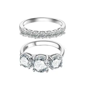 2/4CT 3 Stone Moissanite Synthetic Ring lVVS1Clarity & Hypoallergenic | for Women Daily Wear,Birthday,Wedding, Engagement,Anniversary Gift |Present Fine Jewelry Casual Elegant Travel