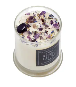 Stress Relief Candle (Lavender) by New Moon Beginnings, Soy Wax, Aromatherapy, Herb and Crystal Candles