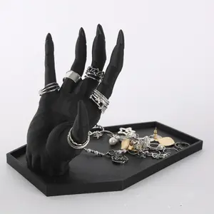Gothic Jewelry Stand, Dark Demon Hand Design, Twisted Bone Joint Style, Perfect Display Rack for Makeup Table, Unique Decorative Accessory