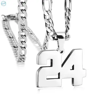 Men's Digital Necklace, Suitable for Baseball/Basketball/Football Team Inspired Jewelry Accessories, Athlete Stainless Steel Sports Number Pendant Chain