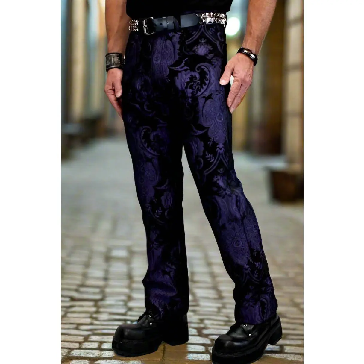 TAPESTRY PANTS - PURPLE/BLACK