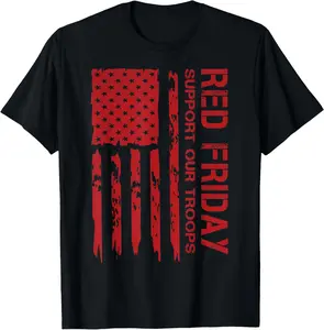 RED Friday Remember Everyone Deployed Every Friday Veterans T-Shirt Pure Cotton Graphic Tees Menswear Top: Gifts for Men & Women