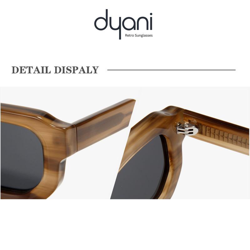 Dyoni The Royce Retro Sunglasses - Chunky Square Frame with Sculpted Edges & Tinted Lenses for Unisex Comfort