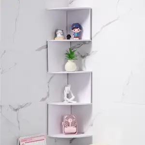 Corner Shelf Five-Tier Wall-Mounted Floating Shelves Easy Assembly Suitable for Office Bedroom Bathroom Kitchen Living Room Dormitory