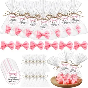 40 Sets Pink Bow Baby Shower Soap Favors Girl for Guests Coquette Cute Valentines Day Soap Favors Baby Shower Return Gifts Bulk with Bags Twines Thanks Tags for Girl Birthday Gender Reveal