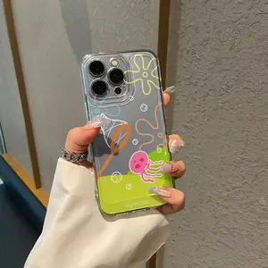 Cute Cartoon Pattern Clear Phone Case Compatible with iPhone 16 Pro X XS MAX 11 12 13 14 15 Plus Series Case, 1 Count Full Body Shockproof Phone Protective Cover for Fall Gift, Fashion Phone Accessories for iPhone 16 Series