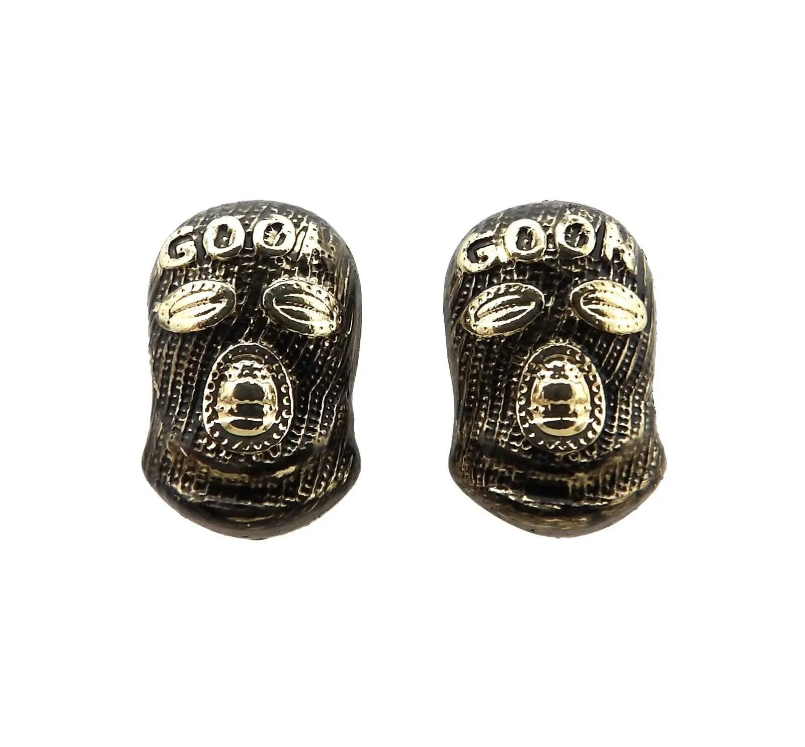 MaxBling81 Unisex Iced Ear Studs - Gold-Silver Metal Coating Alloy High Polish GOON MASK Design, 2 Sizes Hip Hop Costume Gold Earrings for Casual Wear, Gold Earrings Set, High Quality Earrings