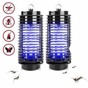 Electric Mosquito Fly Bug Zapper 2-Pack, UV LED Light Pest Control Trap Lamp, 1000V High Voltage Grid, Quiet Plug-and-Play Design for Indoor Living Room Kitchen Use