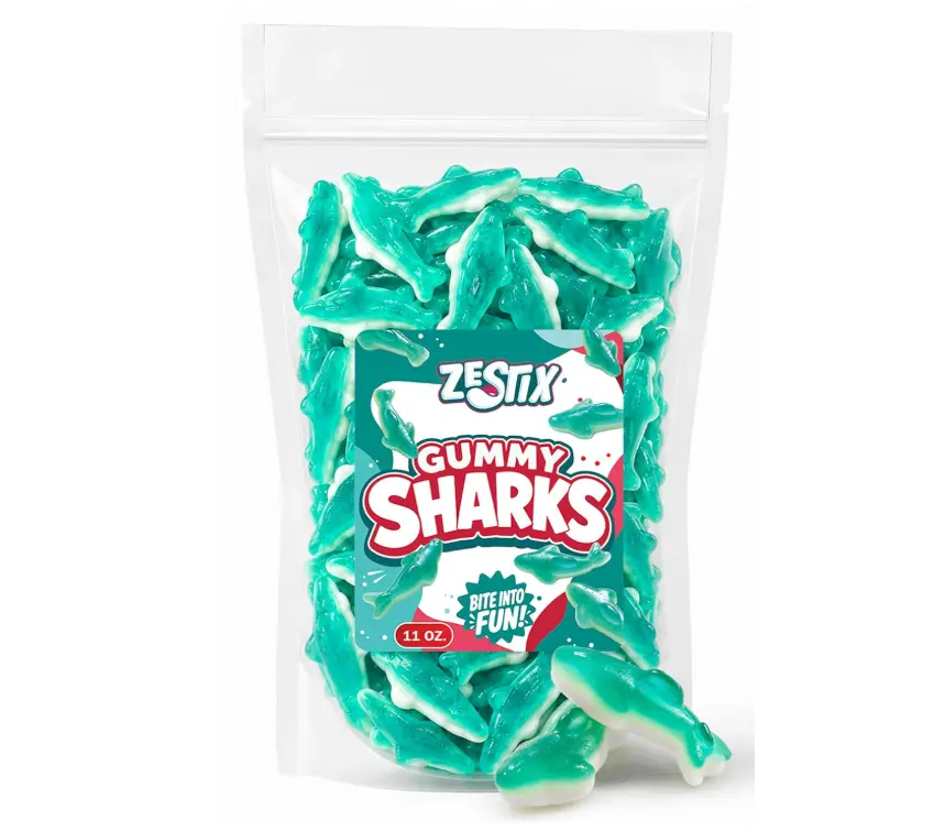 Blue Gummy Sharks Candy 11oz. Bag – Soft Chewy Blue Raspberry Gummies for Party Favors, Candy Buffets, and Everyday Sweet Snacking