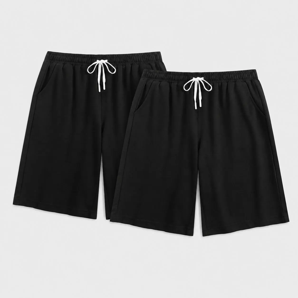Men's 2-Pack Multi-Color 100% Cotton Drawstring Sweat Shorts with Pockets - Soft, Oversized, Casual Lounge Gym Sleep Bottoms