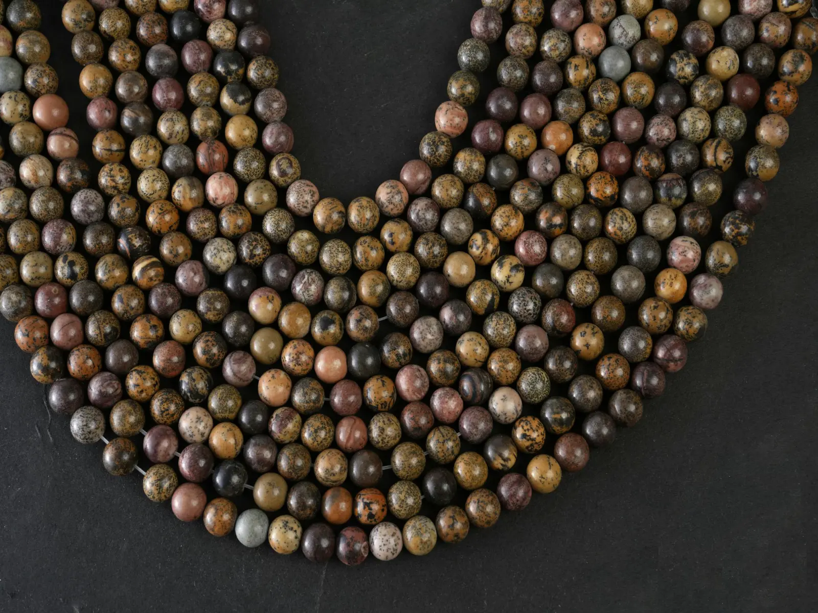 Leopard Skin Jasper Beads, Round 10mm Earth Tone Gemstones Crafted from Authentic Jasper for Jewelry & Beads Making, 15.5 in Strand with Unique Patterns, Jewelry Making, 38Pcs/Strand, Natural Leopard Skin Jasper