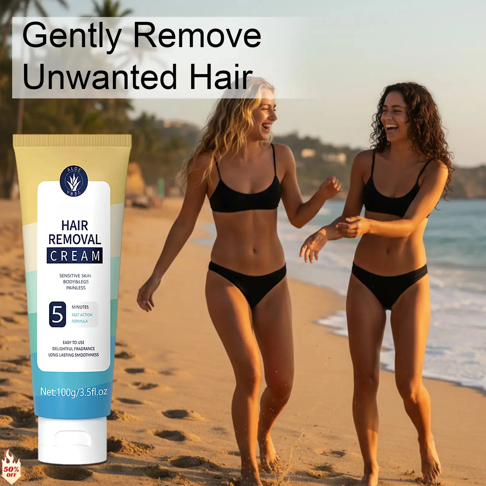 Painless Hair Removal Cream with Aloe Vera & Olive Oil - Gentle Non-Irritating Lotion for Sensitive Skin, Fast Action Smooth Body Care, Armpit & Axillary Hair Removal Treatment for Men & Women, Armpit Hair Removal Lotions & Creams