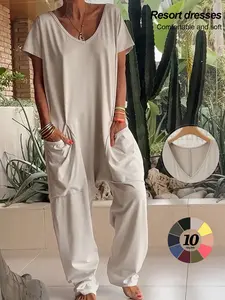 Women's 2 Piece Matching Lounge Set, Long Sleeve Slightly Crop Top & Wide Leg Pants, Casual Sweatsuit for Fall & Winter